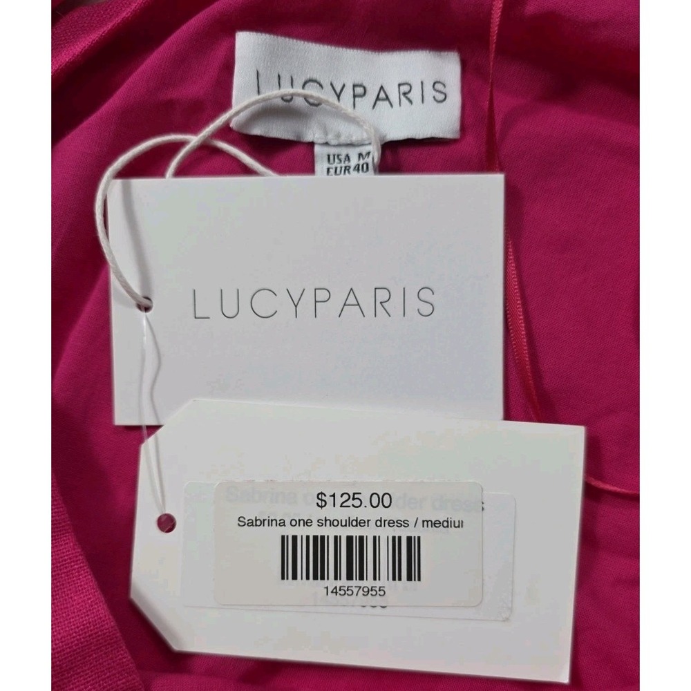 Lucy Paris Sabrina One Shoulder Maxi Dress Fuchsia Pink M NWT $125 - Picture 6 of 13